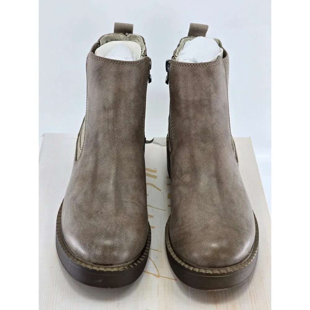 Blowfish Malibu Vera Ankle Boots Womens 6 Mushroom Canvas Zip Up - New